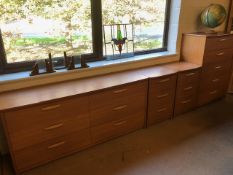 Modern bedroom suite by Alstons Cabinets Ltd comprising chest of six large drawers, two bedside