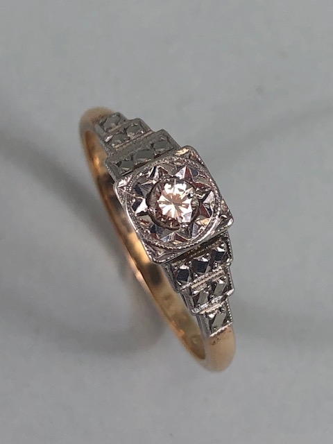 Antique 18ct and plat single stone diamond ring with stepped shoulders approximately 3.3 g size O - Image 2 of 4