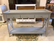 Vintage furniture Grey painted Buffet wall unit 3 drawers over a lower shelf approximately 127 x