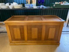 Linen fold three panel chest approx 106cm wide