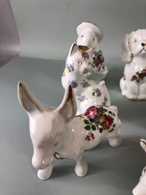 Collectable china figures of various animals each one decorated with flowers 14 in total - Image 7 of 15