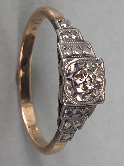 Antique 18ct and plat single stone diamond ring with stepped shoulders approximately 3.3 g size O - Image 3 of 4