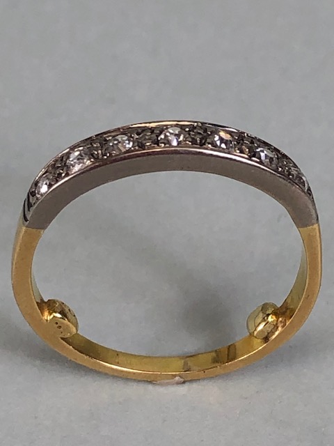 Antique Jewellery, yellow and white metal quarter eternity ring set with 7 diamonds approximately - Image 6 of 6