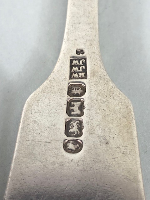 Collection of hallmarked silver dining forks various years and makers (5) approx 320g - Image 7 of 7