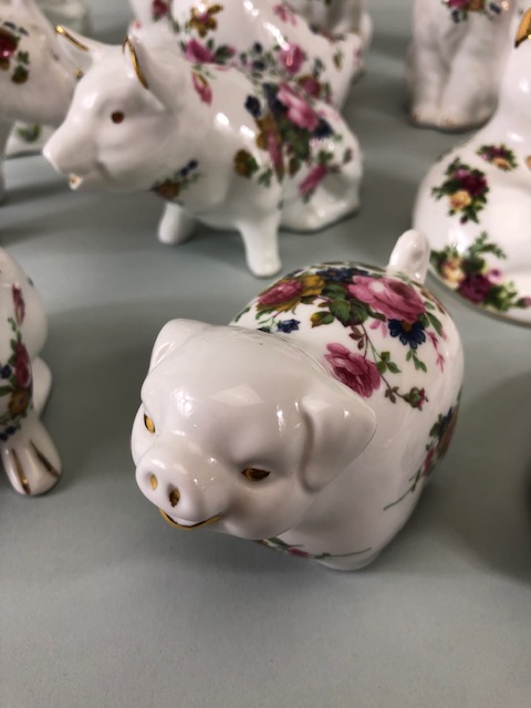 Collectable china figures of various animals each one decorated with flowers 14 in total - Image 3 of 15