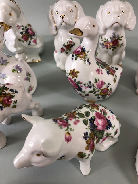 Collectable china figures of various animals each one decorated with flowers 14 in total - Image 6 of 15