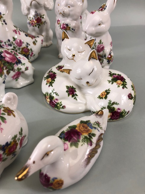 Collectable china figures of various animals each one decorated with flowers 14 in total - Image 4 of 15