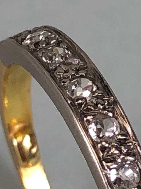 Antique Jewellery, yellow and white metal quarter eternity ring set with 7 diamonds approximately - Image 5 of 6