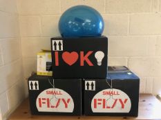 Lighting, 3 modern suspended light fittings Kartell small fly petrol blue, still boxed