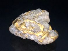 Gold Specimen interest, rare opportunity to purchase a smooth gold and quartz nugget as dredged from