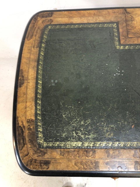 Victorian style Library writing table on casters with leather top on turned and tapering legs with - Image 4 of 13