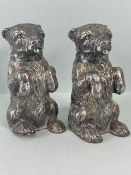Pair of Silver plated condiments in the form of seated Russian Fighting Bears each with detachable