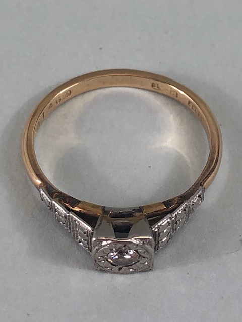 Antique 18ct and plat single stone diamond ring with stepped shoulders approximately 3.3 g size O - Image 4 of 4