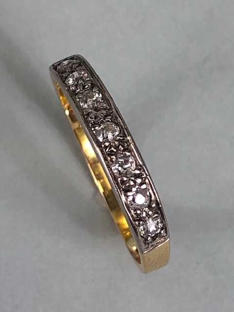 Antique Jewellery, yellow and white metal quarter eternity ring set with 7 diamonds approximately - Image 2 of 6