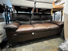 1 BROWN LEATHER 3 SEATER SOFA RRP Â£999