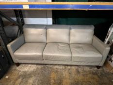 1 WEST PARK 3 SEATER LIGHT GREY LEATHER SOFA RRP £1499
