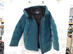 1 LADIES DKNY HOODED WINTER JACKET IN GREEN SIZE M RRP Â£119 (MISSING ZIP)