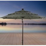 1 BOXED 3.36M / 11FT MARKET UMBRELLA WITH LED LIGHTS IN CAST SAGE RRP Â£399 (PICTURES FOR