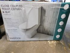 1 BOXED TAVISTOCK CLOSE COUPLED TOILET RRP Â£299 (CISTERN LID MISSING)