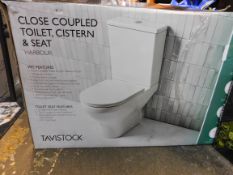 1 BOXED TAVISTOCK CLOSE COUPLED TOILET RRP Â£299 (CISTERN LID MISSING)