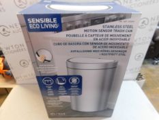 1 BOXED EKO SEMI-ROUND 47L STAINLESS STEEL MOTION SENSOR BIN RRP Â£69