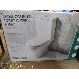 1 BOXED TAVISTOCK CLOSE COUPLED TOILET RRP Â£299 (CISTERN LID MISSING)