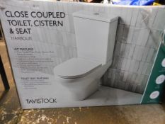 1 BOXED TAVISTOCK CLOSE COUPLED TOILET RRP Â£299 (CISTERN LID MISSING)