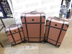 1 THE ROCK VINTAGE 3 PIECE HARDSIDE LUGGAGE SET RRP Â£219.99