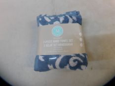 1 BRAND NEW PACK OF MARTHA STEWART 2-PIECE HAND TOWEL IN BLUE SET RRP Â£29.99
