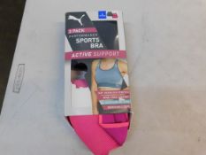 1 BOXED SET OF 2 PUMA SPORTS BRA SIZE L RRP Â£22.99