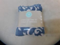 1 BRAND NEW PACK OF MARTHA STEWART 2-PIECE HAND TOWEL IN BLUE SET RRP Â£29.99