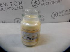 1 YANKEE CANDLE VANILLA SCENTED CANDLE WITH GLASS JAR RRP Â£29.99
