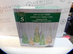 1 BOXED SET OF 5 GLASS TREES WITH LED LIGHTS RRP Â£49.99