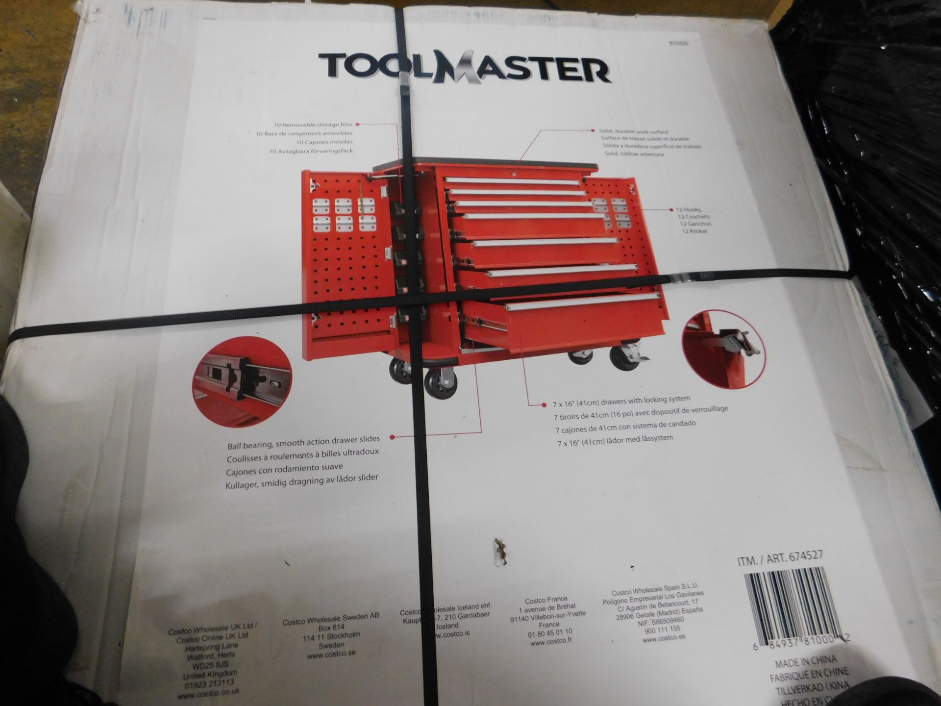 1 BOXED TOOLMASTER 7 DRAWER ROLLING TOOL CHEST WITH 10 REMOVABLE STORAGE BINS RRP Â£499.99