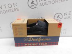 1 BRAND NEW BOXED PAIR OF DEARFOAMS MENS SIZE M MEMORY FOAM SLIPPERS RRP Â£34.99