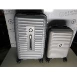 1 DELSEY 2 PIECE HARDSIDE LUGGAGE SET IN SILVER RRP Â£149