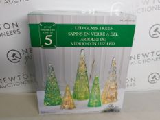 1 BOXED SET OF 5 GLASS TREES WITH LED LIGHTS RRP Â£49.99