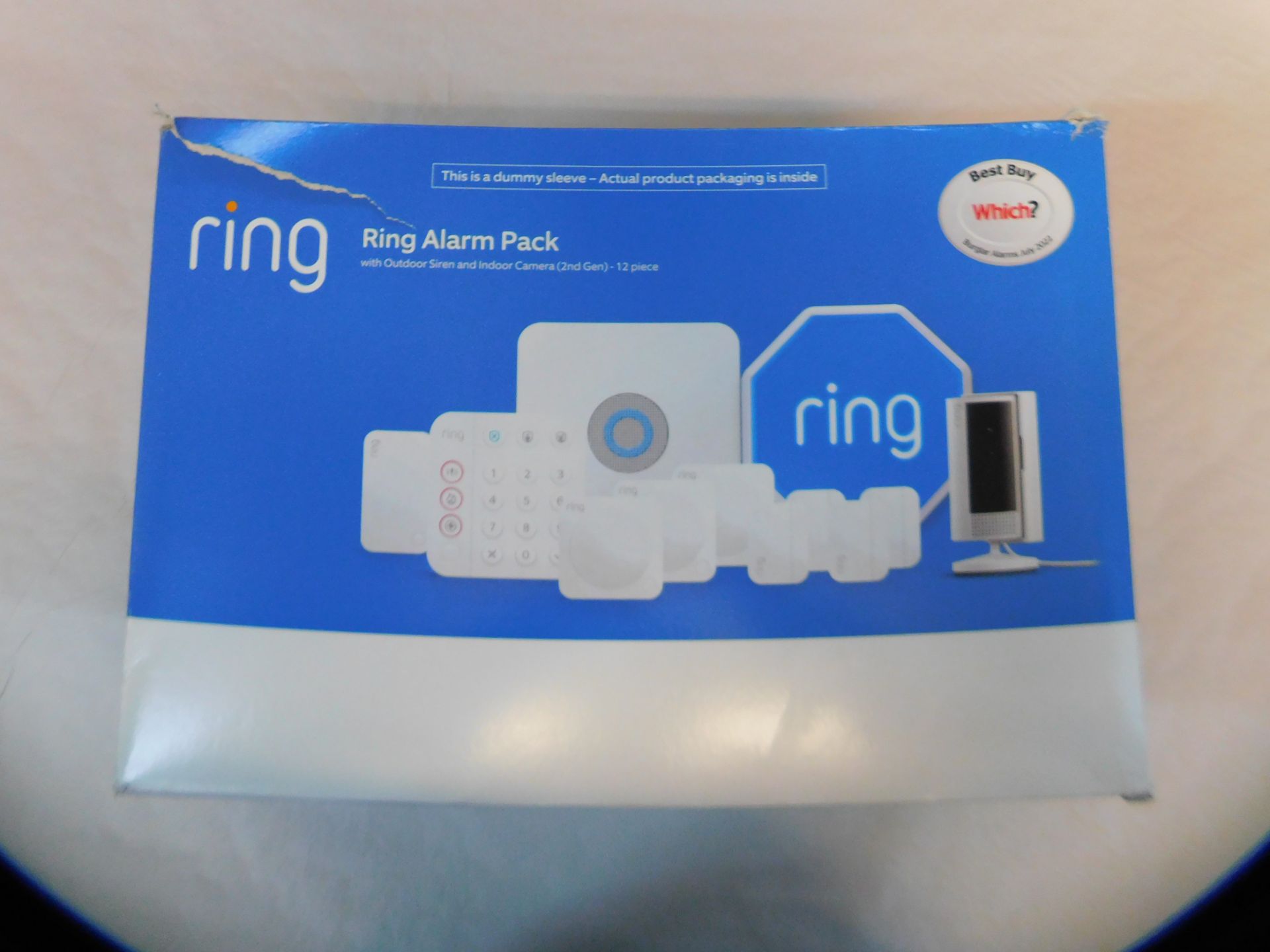 1 BOXED RING 12PC ALARM STARTER KIT INCLUDING OUTDOOR SIREN WITH INDOOR CAMERA RRP Â£349 (LIKE NEW)
