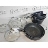 1 STARFRIT THE ROCK 10 PIECE (APPROX) NON-STICK COOKWARE PAN SET RRP Â£149.99 (HEAVILY USED)