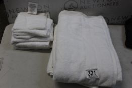 1 SET OF GRAND HOSPITALITY WHITE TOWELS: 2 BATH TOWELS, 2 HAND TOWELS, 2 FACE TOWELS RRP Â£49