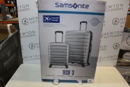 1 BOXED SAMSONITE TECH 3 HARD CASE SUITCASE 2 PIECE RRP Â£299 (MINOR SIGNS OF USAGE/BIG CASE WHEEL