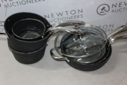 1 STARFRIT THE ROCK 10 PIECE (APPROX) NON-STICK COOKWARE PAN SET RRP Â£149.99 (HEAVILY USED)