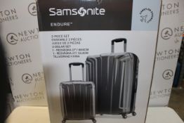 1 BOXED SAMSONITE ENDURE 2 PIECE HARDSIDE LUGGAGE SET IN SILVER RRP Â£149