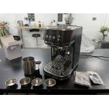 1 BOXED SAGE BAMBINO PLUS PUMP ESPRESSO COFFEE MACHINE IN BLACK STAINLESS STEEL, SES500BST RRP Â£