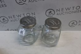 1 SET OF 2 MASON TILTED GLASS JARS RRP Â£29