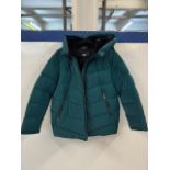 1 LADIES DKNY HOODED WINTER JACKET IN GREEN SIZE M RRP Â£119 (MISSING ZIP)