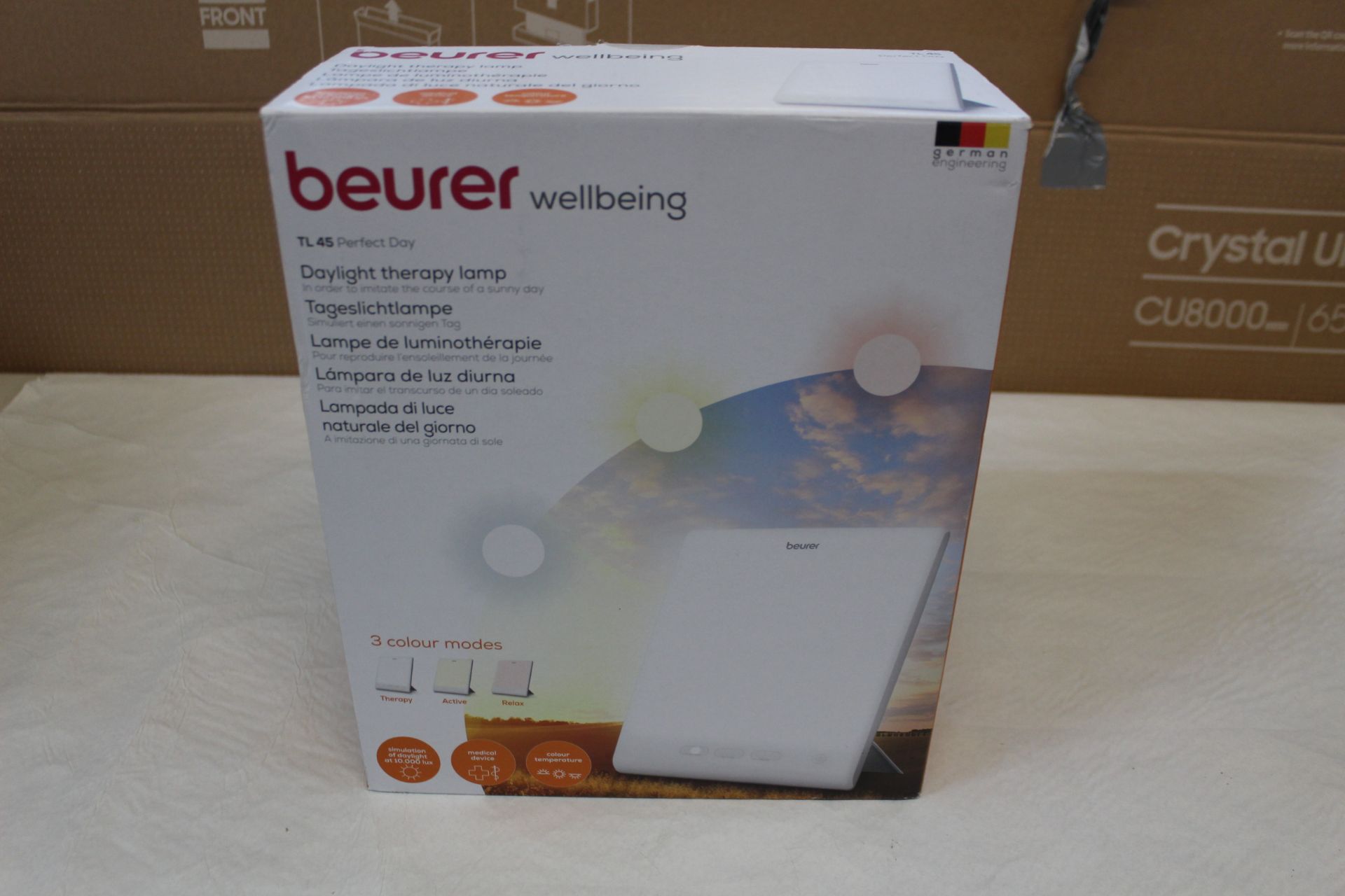 1 BOXED BEURER PERFECT DAY DAYLIGHT THERAPY LAMP, TL45 RRP Â£69.99 (POWERS ON WORKING)