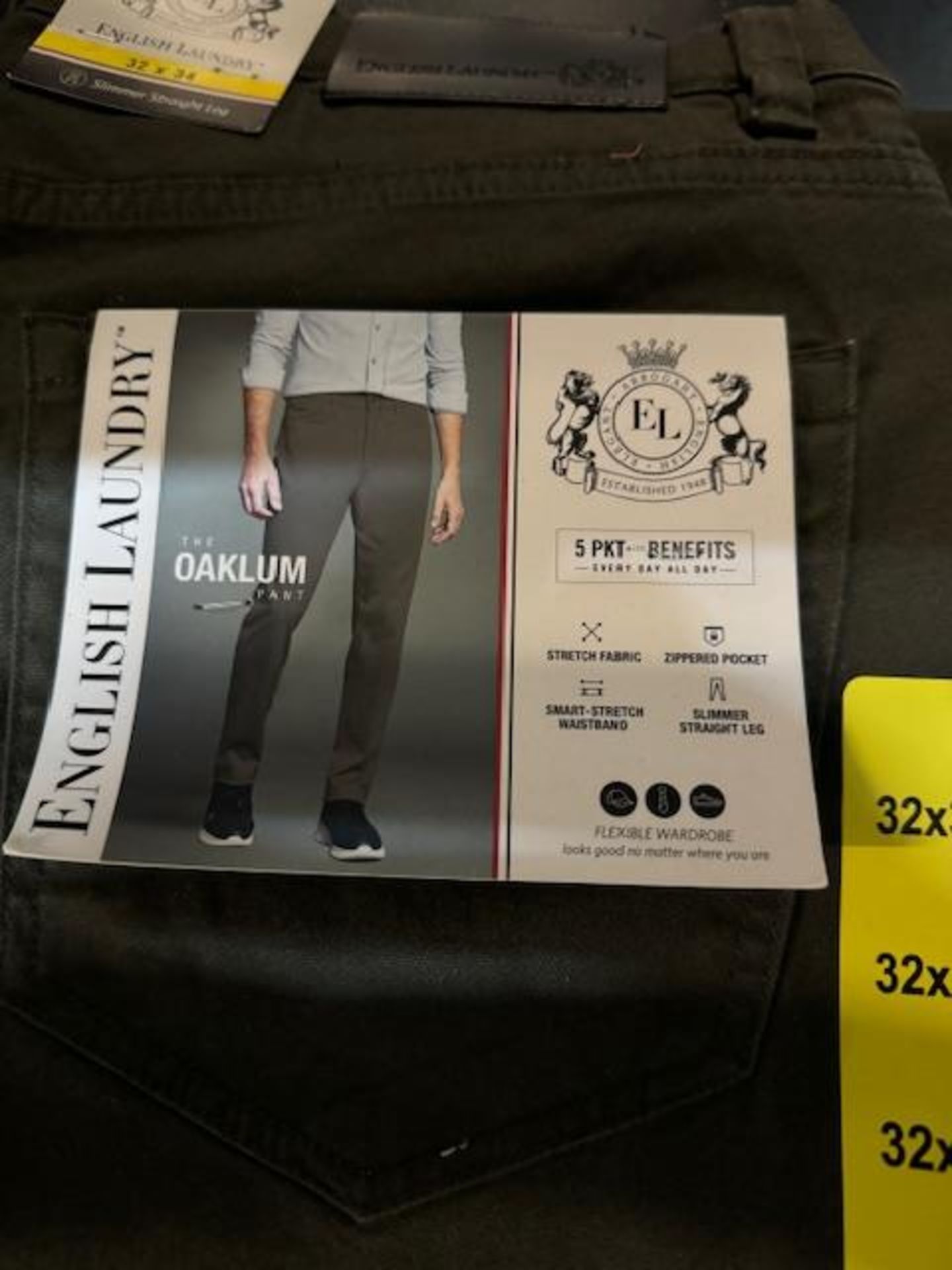 1 BRAND NEW MENS ENGLISH LAUNDRY STRETCH FABRIC PANTS IN OLIVE SIZE 32X34 RRP Â£29