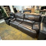 1 BROWN LEATHER MANUAL RECLINING 3 SEATER SOFA RRP Â£999