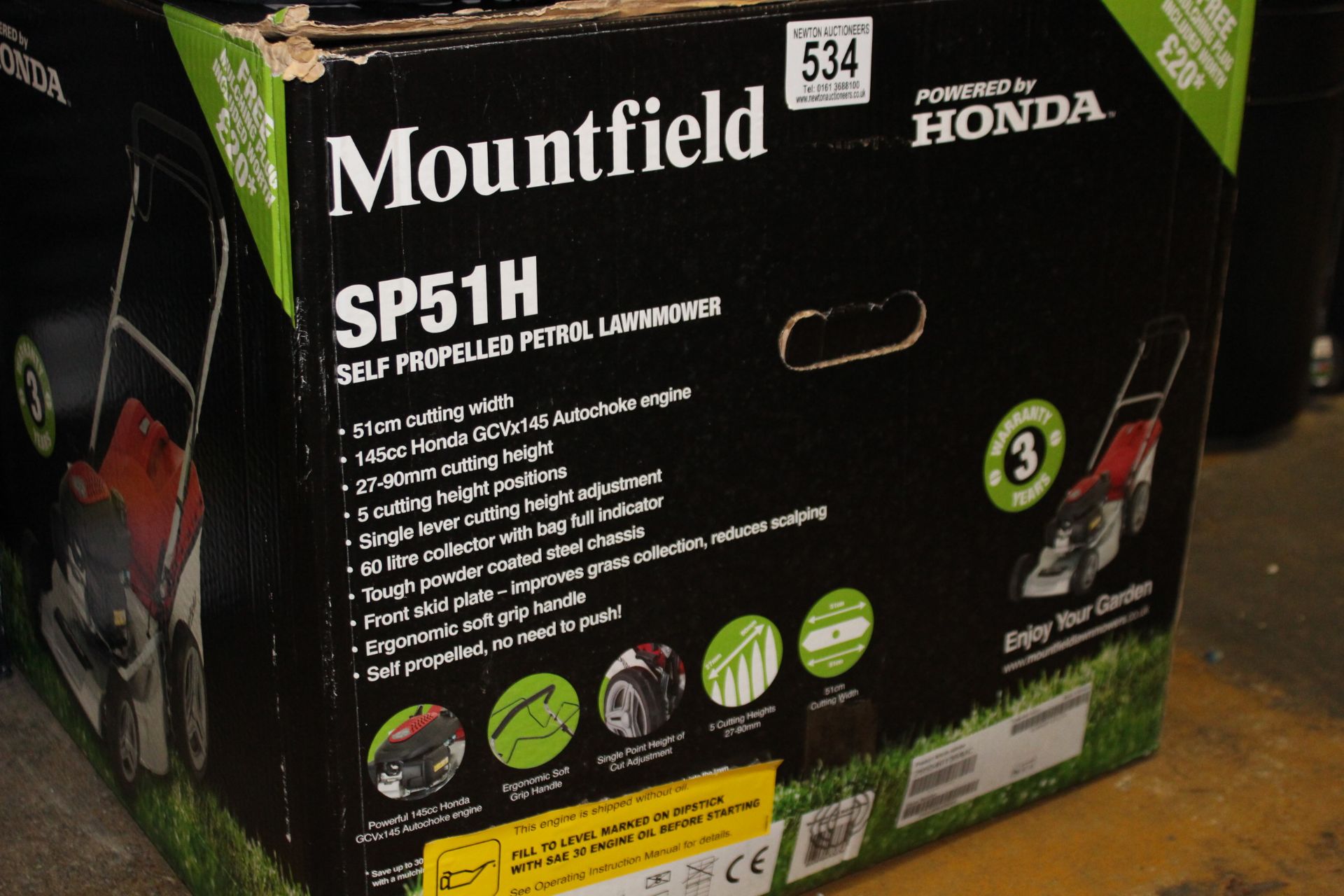 1 BOXED MOUNTFIELD SP51H 145CC 20" (51CM) SELF PROPELLED PETROL LAWNMOWER POWERED BY HONDA RRP Â£